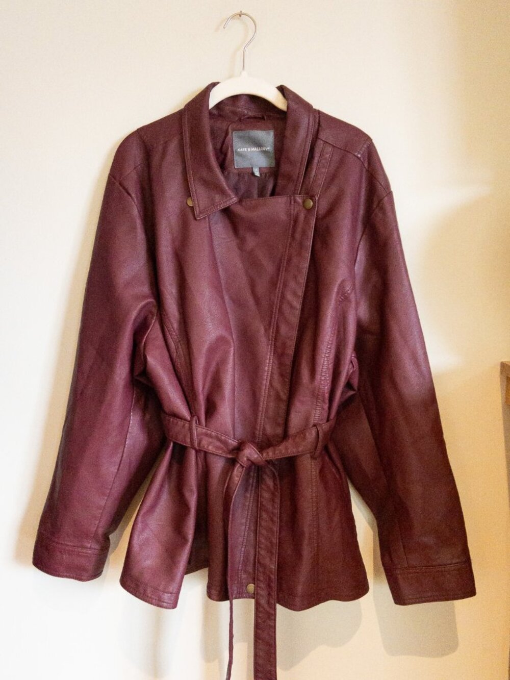 Kate & Mallory, Oversized Burgundy Faux Leather Jacket Size XL